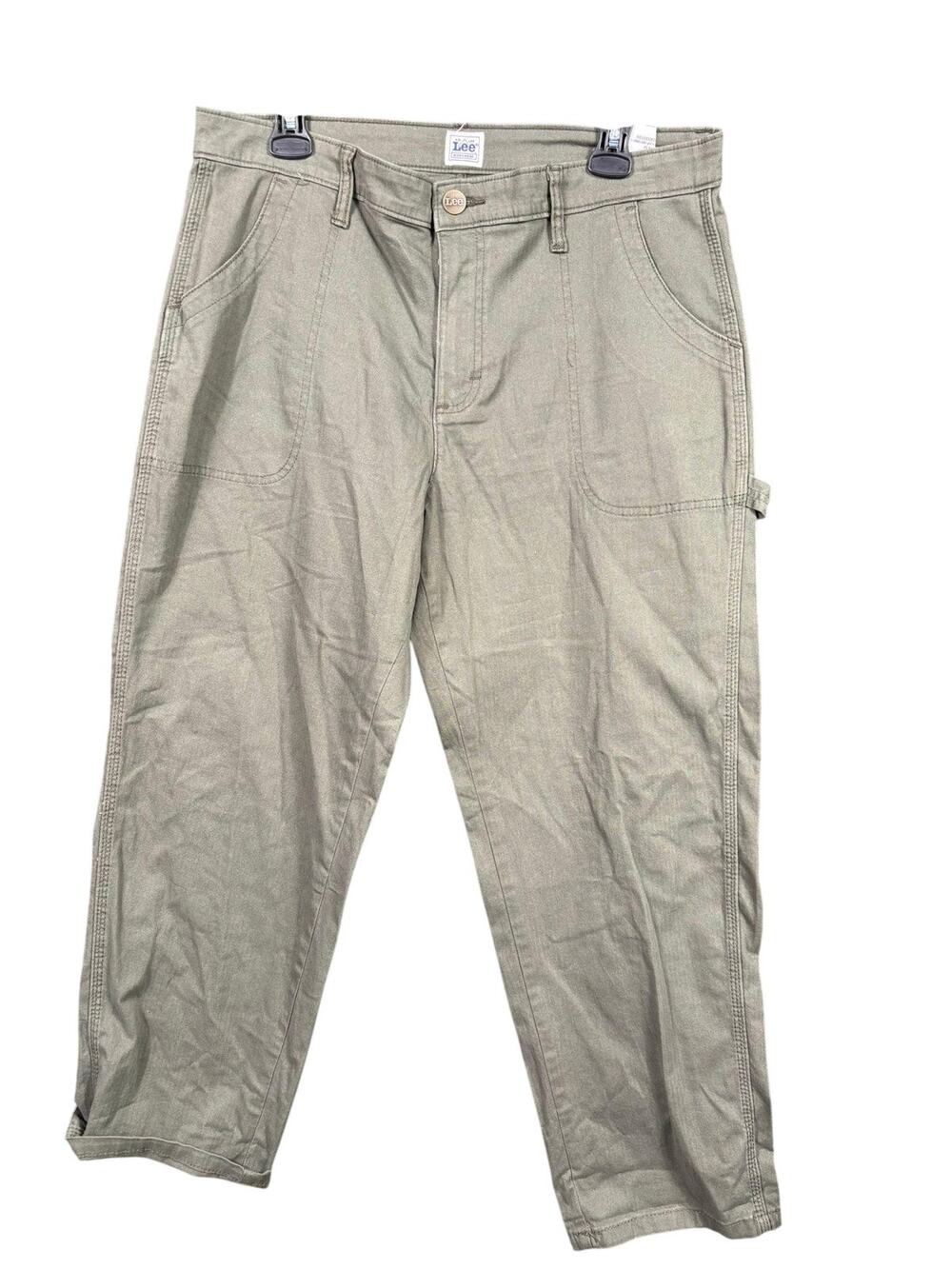 Lee Workwear Carpenter Pants Womens 14 Green Utility Hammer Loop Herringbone